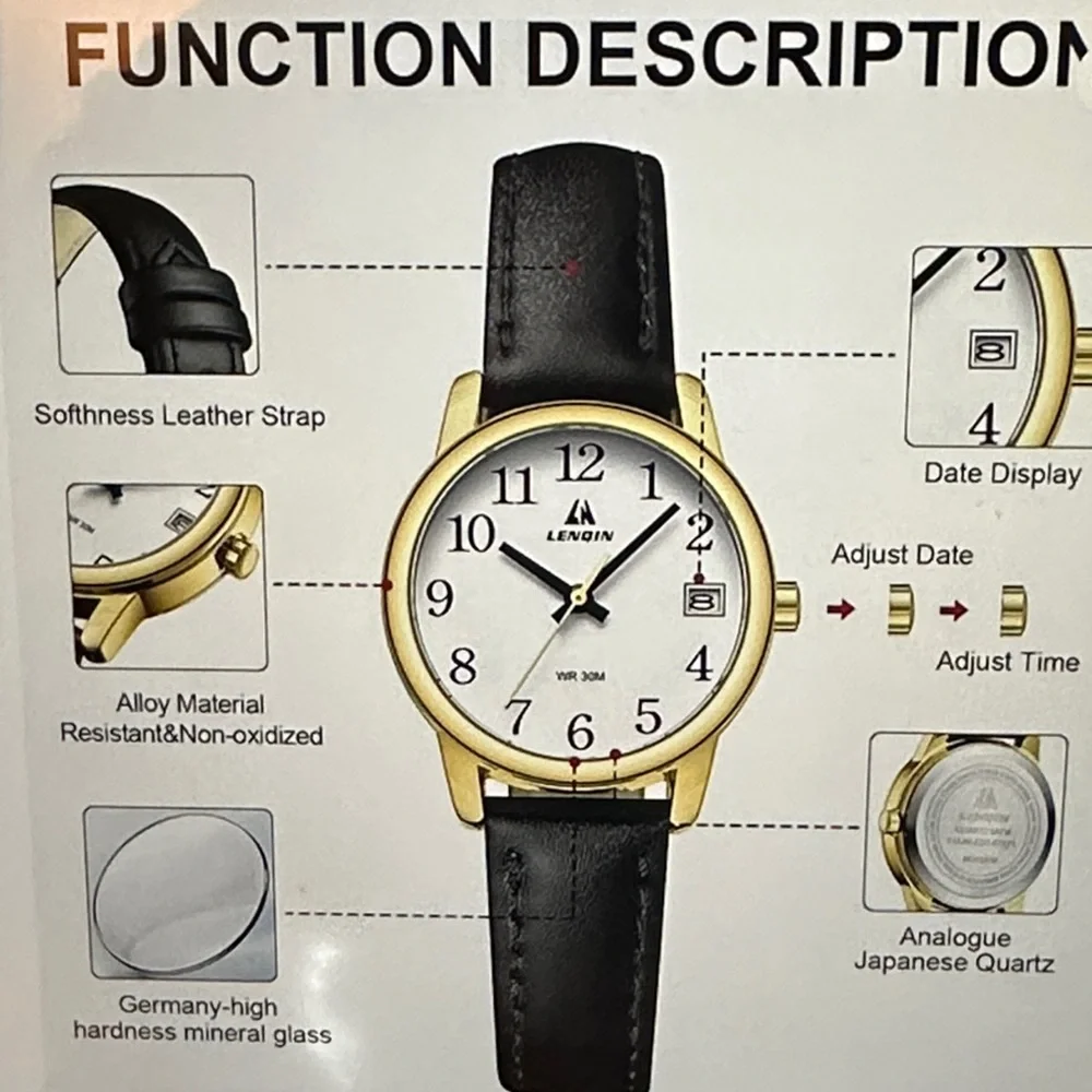 Women’s Classic Gold-Tone Round Watch with Black Leather Strap